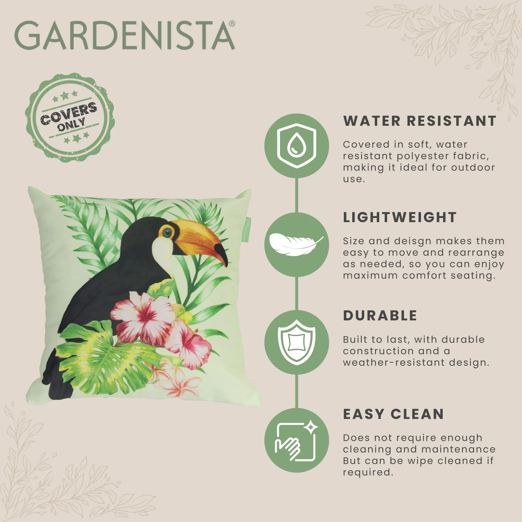 Water-Resistant Decorative Cushion Covers | Garden Colourfull Cushions Cover